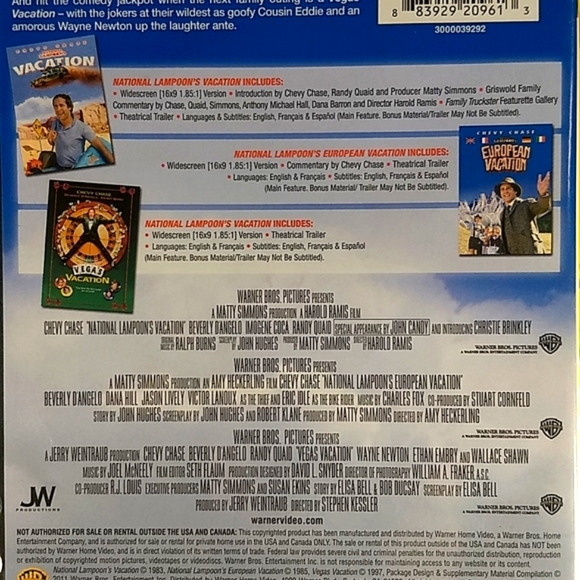 Vacation 3 Movie Collection DVD: Vacation, European Vacation, Vegas Vacation - Picture 7 of 16